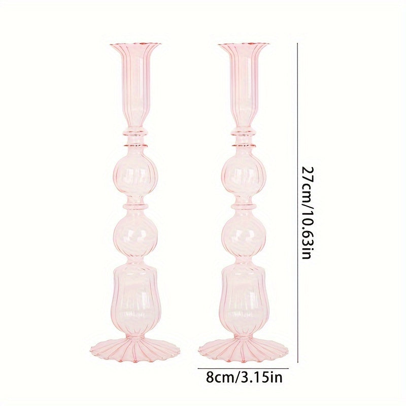 2 Chandeliers Verre Retro rose
