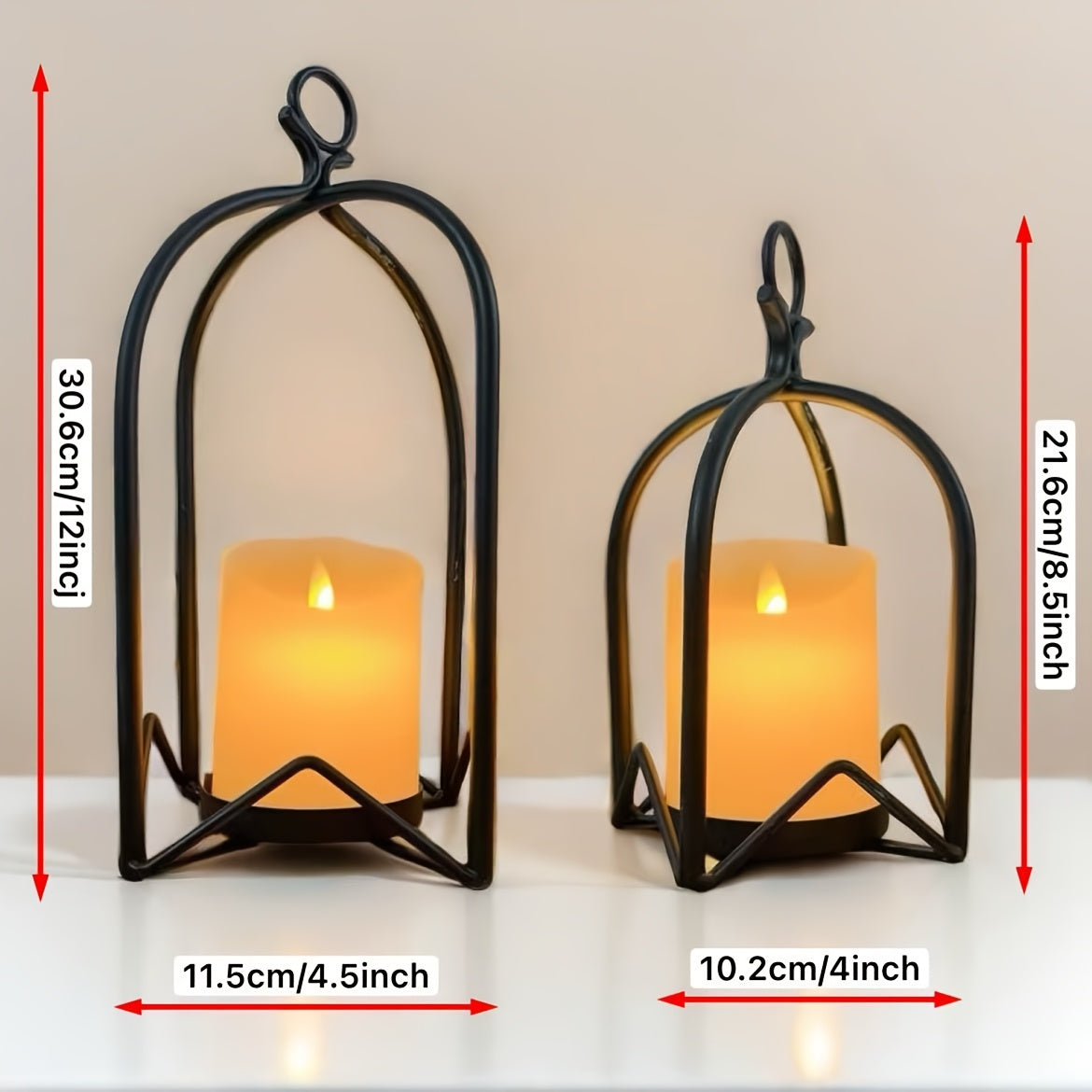 2 Photophores noirs Arche a Poser format - Esprit Chandelier