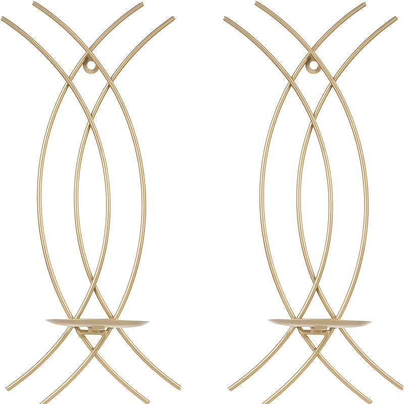 2 bougeoirs muraux dores moderne - Esprit Chandelier