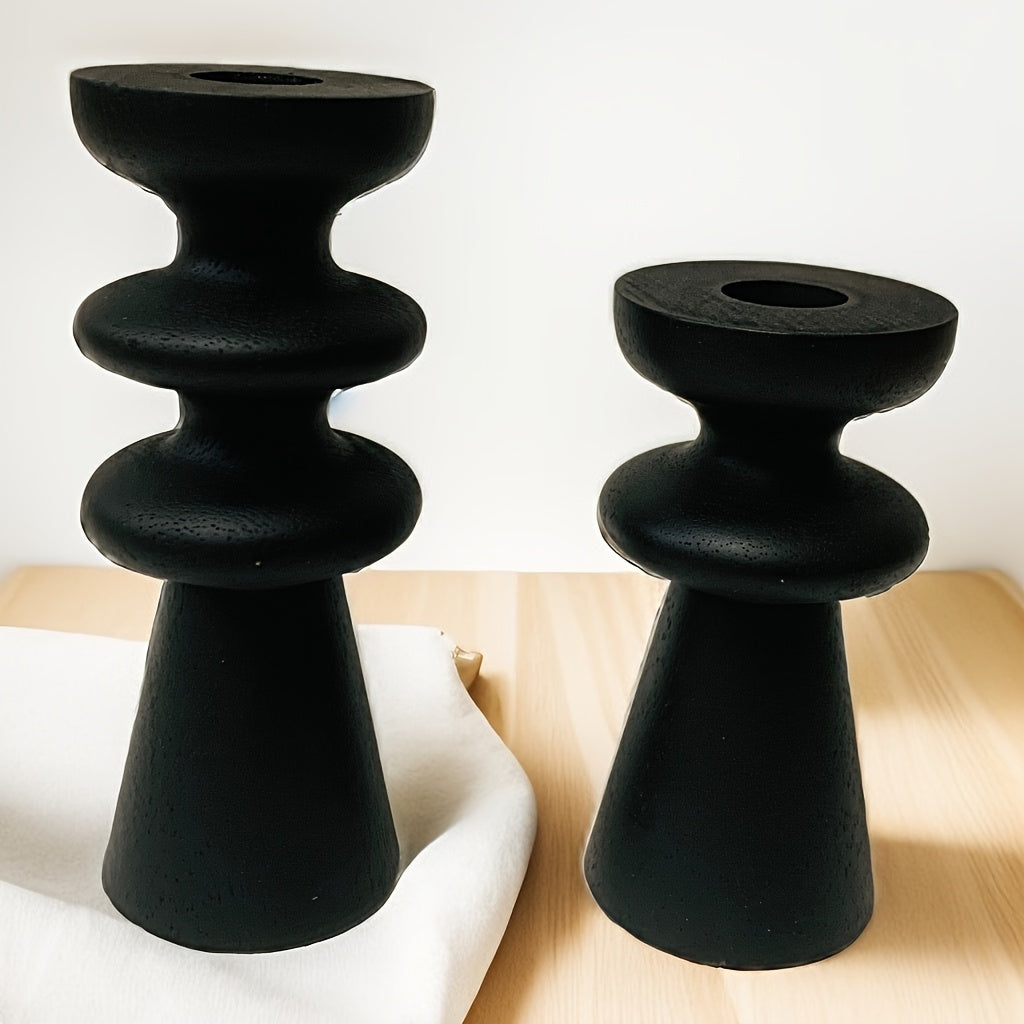 2 bougeoirs noir totem - Esprit Chandelier