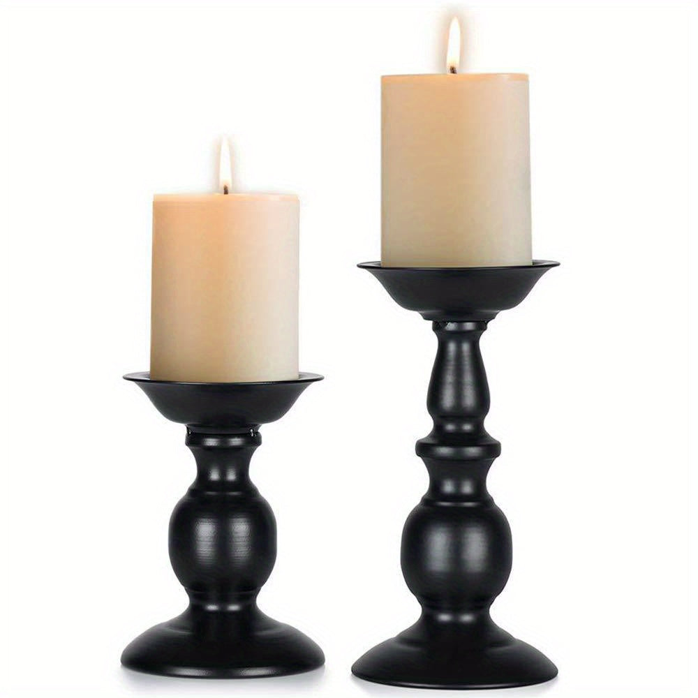 2 bougeoirs noirs rustique - Esprit Chandelier
