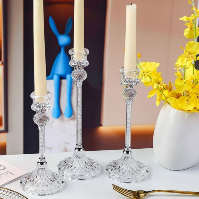 3 bougeoirs Ancien Cristal - Esprit Chandelier
