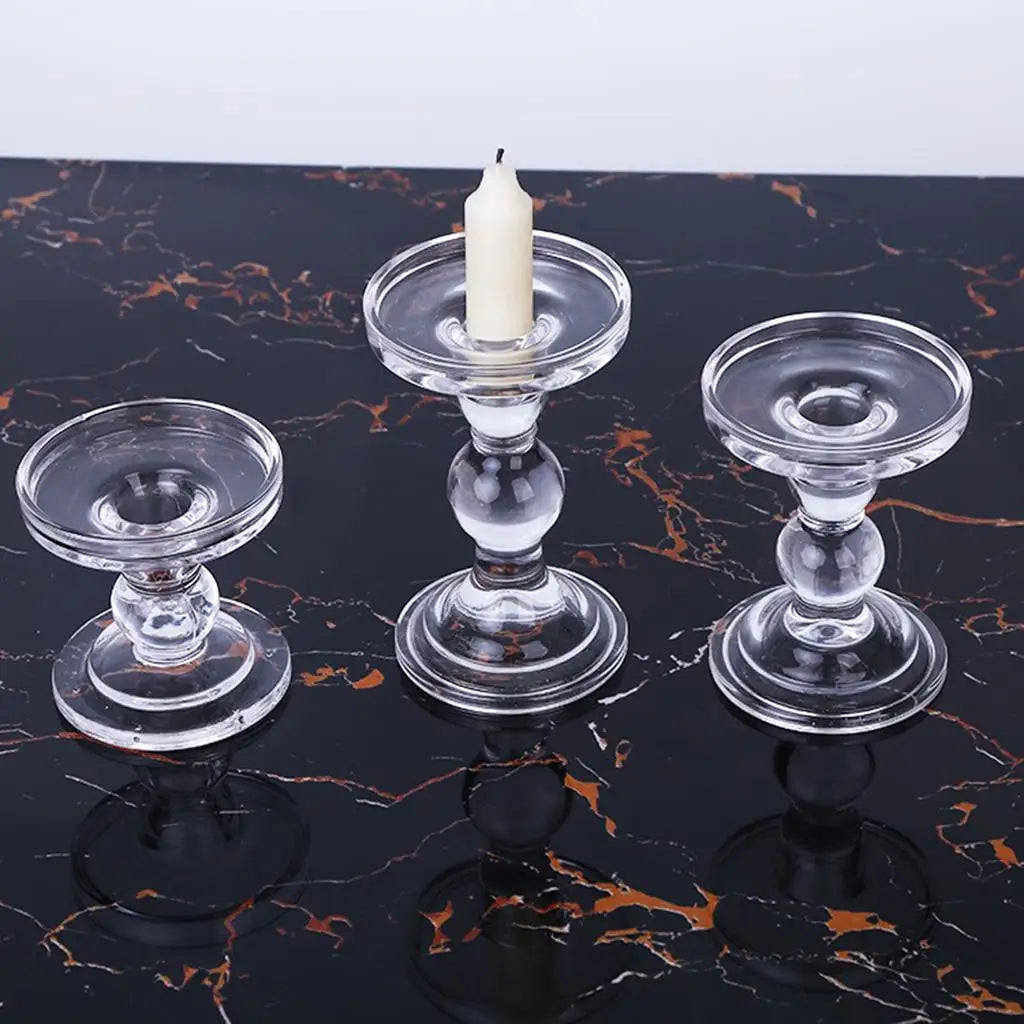 3 Bougeoirs Pilier verre Bulle