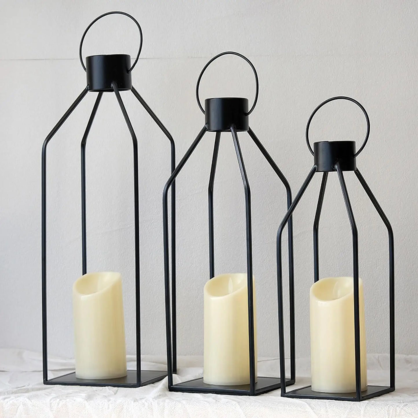 3 Photophores Noirs Lanterne à Poser - Esprit Chandelier