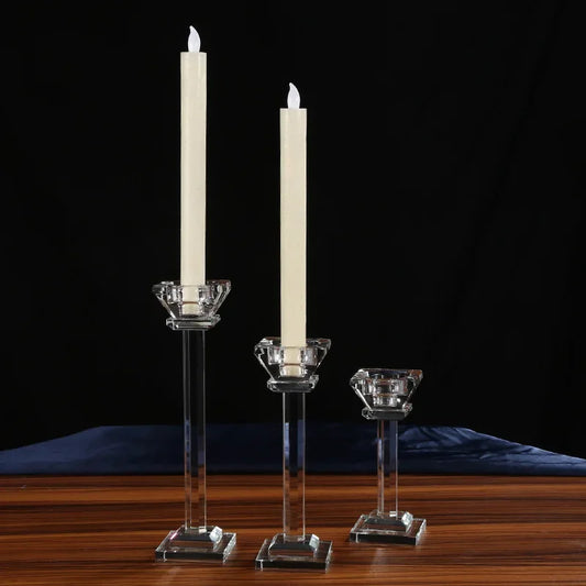 3 bougeoirs colonne cristal - Esprit Chandelier