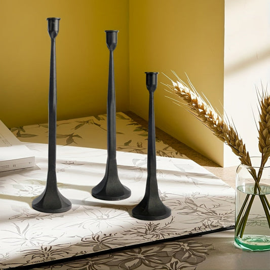 3 bougeoirs noirs brut - Esprit Chandelier