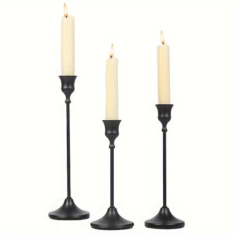3 chandeliers tulipe noirs bougie - Esprit chandelier