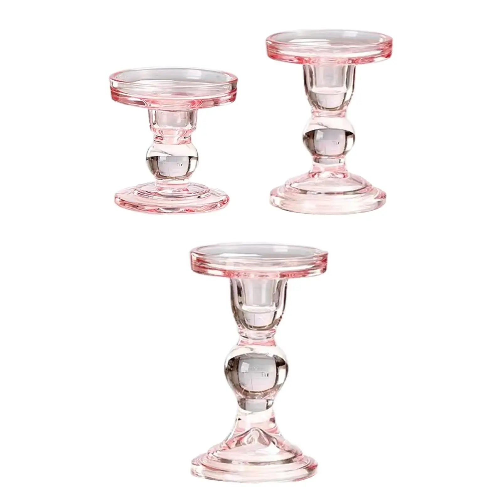 3 bougeoirs verre rose