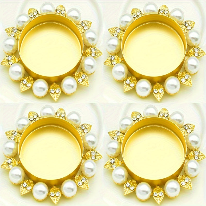 4 mini bougeoirs perles & strass - Esprit Chandelier