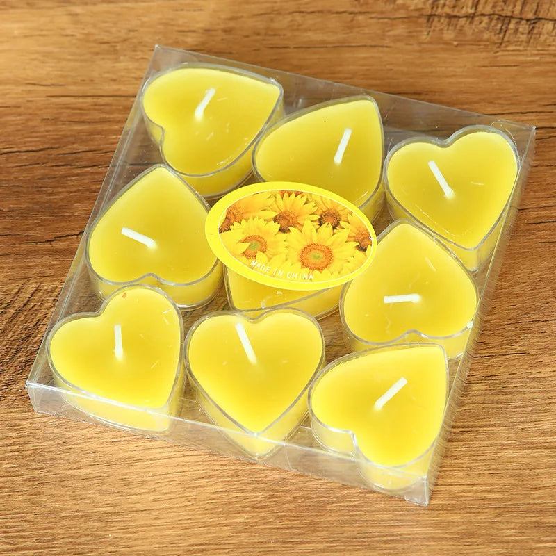 9 bougies coeur jaune Esprit Chandelier
