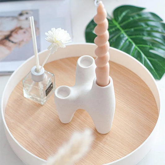 Bougeoir 3 pieds blanc céramique - Esprit Chandelier