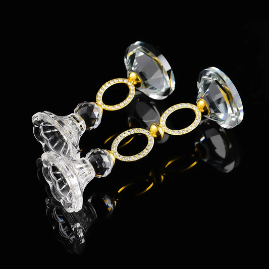 Bougeoir Cristal Anneau Dore strass - Esprit Chandelier