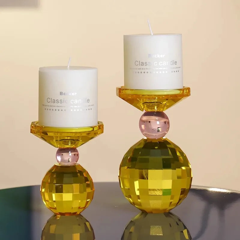 Bougeoir Cristal Jaune - Esprit Chandelier