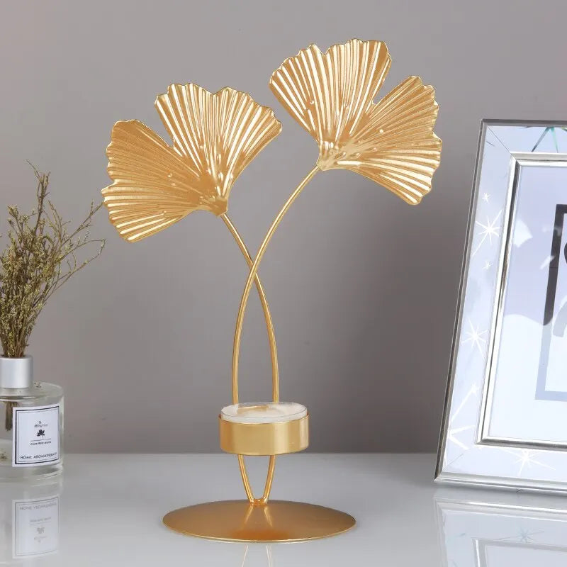 Bougeoir Doré Ginkgo - Esprit Chandelier
