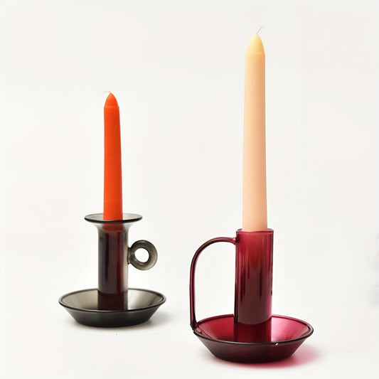 Bougeoir à Main Verre rouge vin