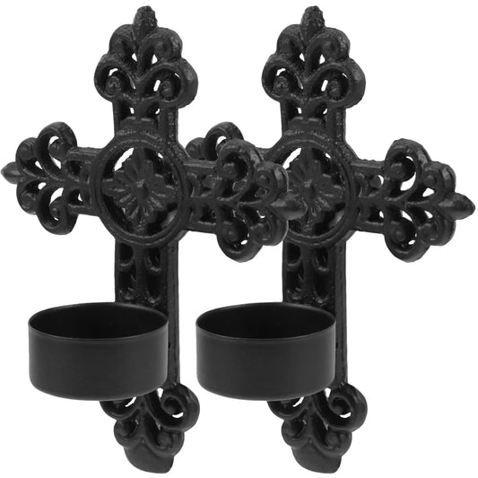 Bougeoir Mural Noir Croix - Esprit Chandelier