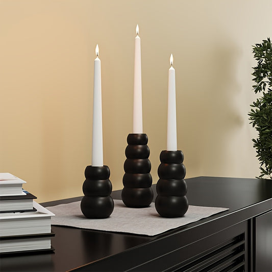 Bougeoir Noir Céramique Vintage - Esprit Chandelier