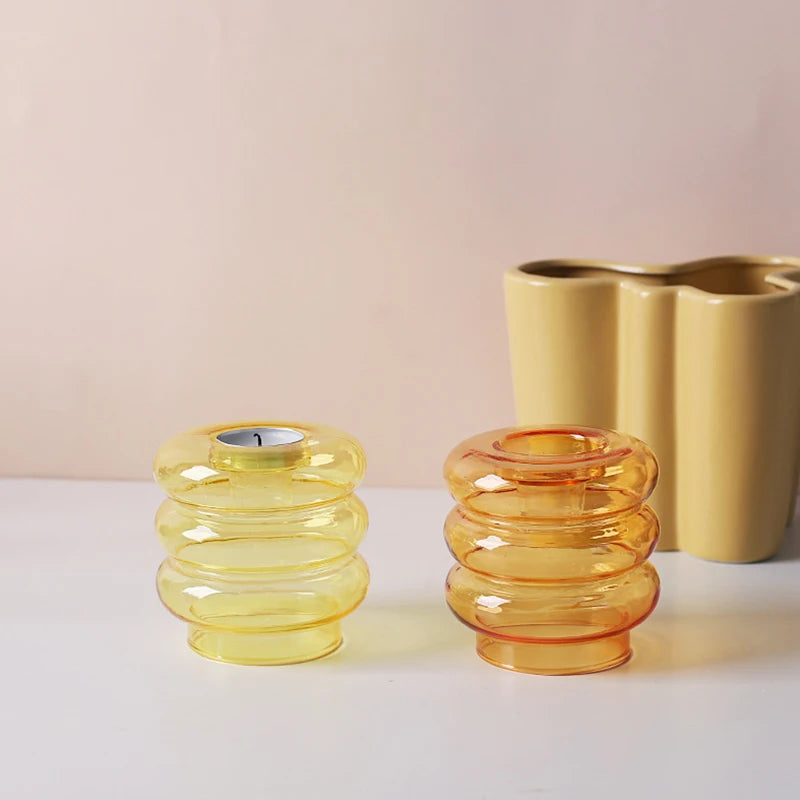 Bougeoir Verre Orange Esprit Chandelier