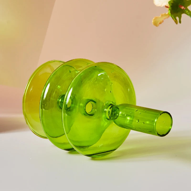 Bougeoir Verre Anneau Vert