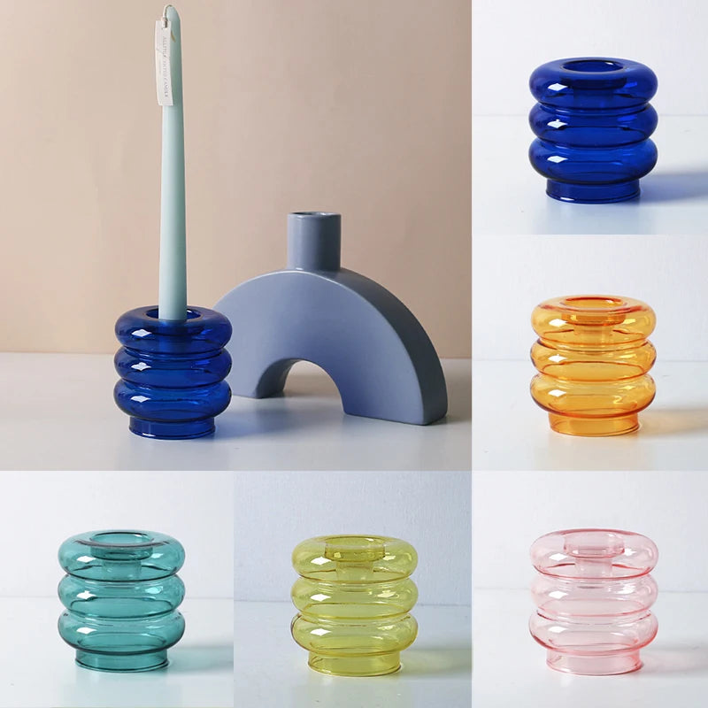 Bougeoir Verre Colore Esprit Chandelier