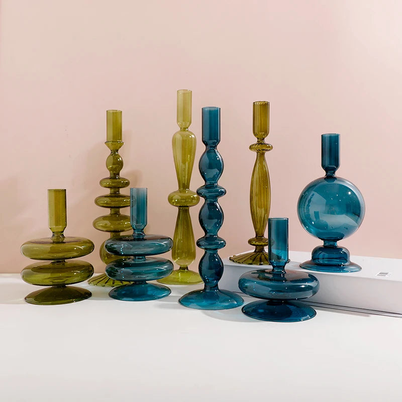 Bougeoir Verre Vert Bleu