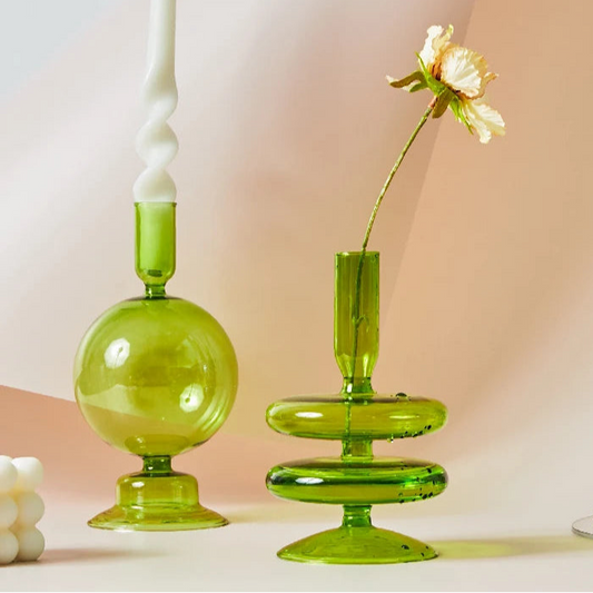 Bougeoir Verre Vert Pale