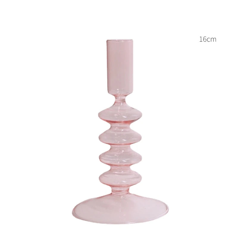 Bougeoir bulles verre rose - Esprit Chandelier