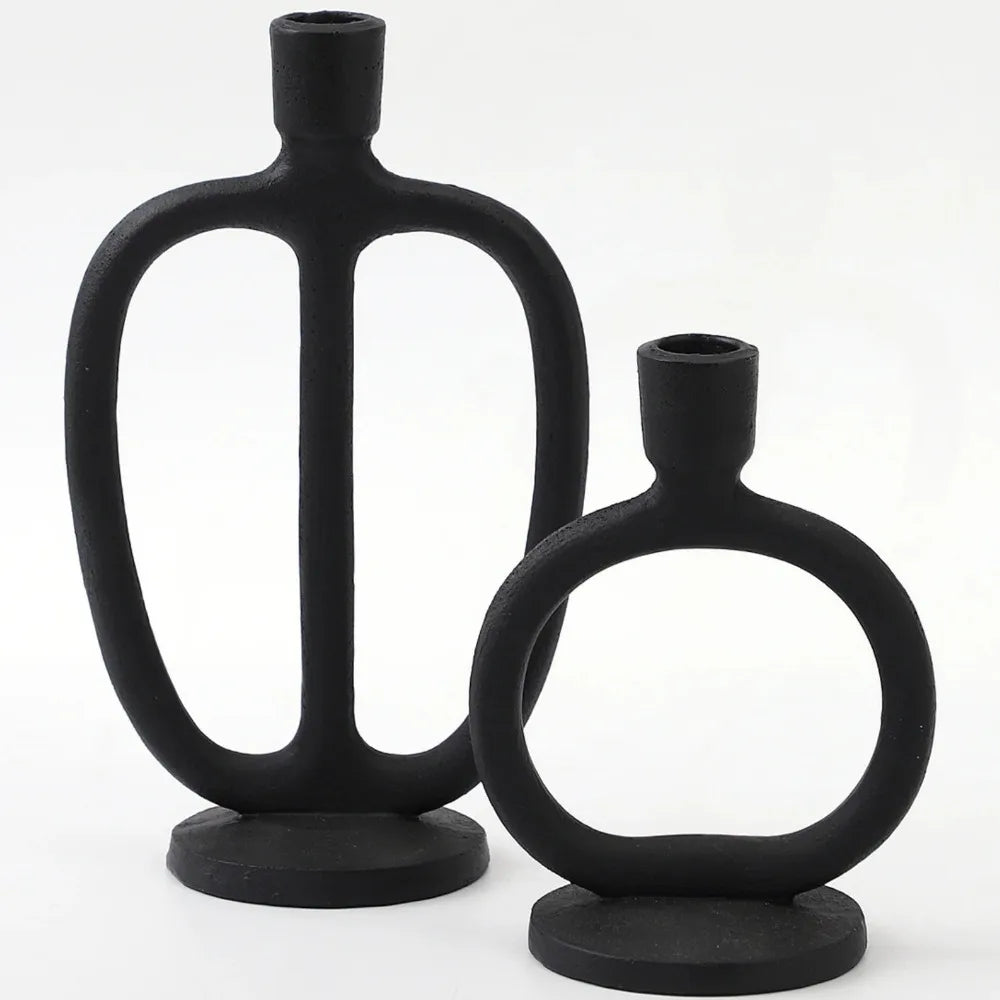 Bougeoir ceramique noir design x2 - Esprit Chandelier
