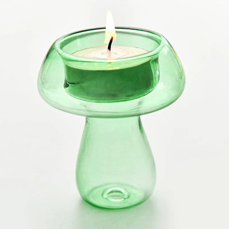 Bougeoir champignon verre vert - Esprit Chandelier