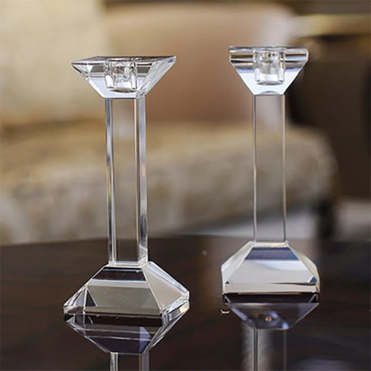 Bougeoir colonne carre cristal