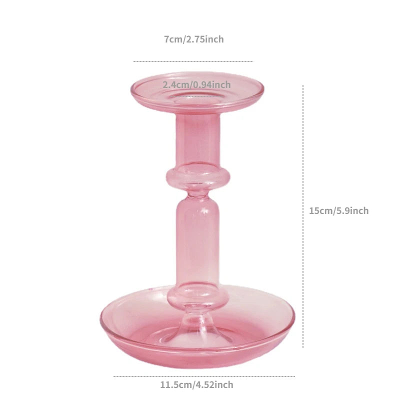 Bougeoir colonne rose - Esprit Chandelier