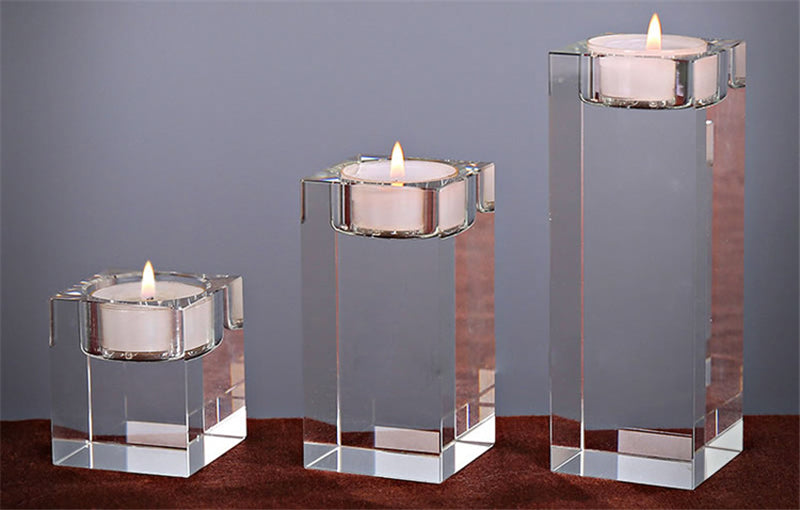 Bougeoir cristal carre deco hauteur Esprit Chandelier