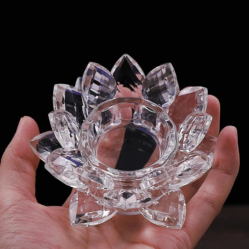 Bougeoir Cristal Clair Lotus - Esprit Chandelier