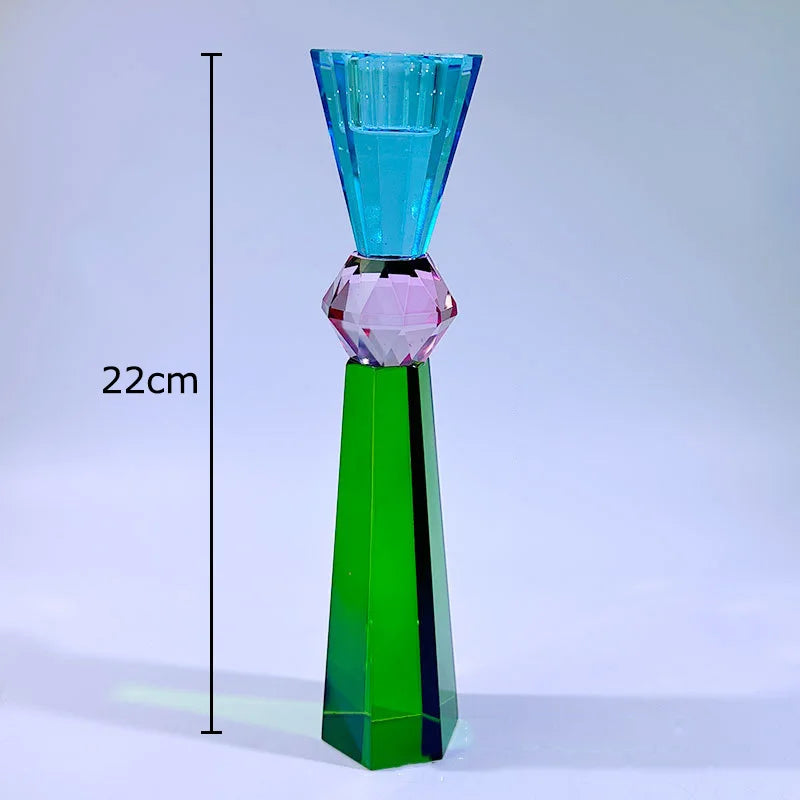 Bougeoir cristal violet bleu vert - Esprit Chandelier