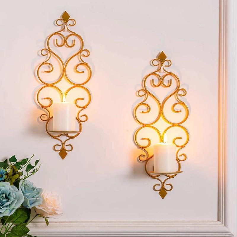 Bougeoir mural dore arabesques - Esprit Chandelier