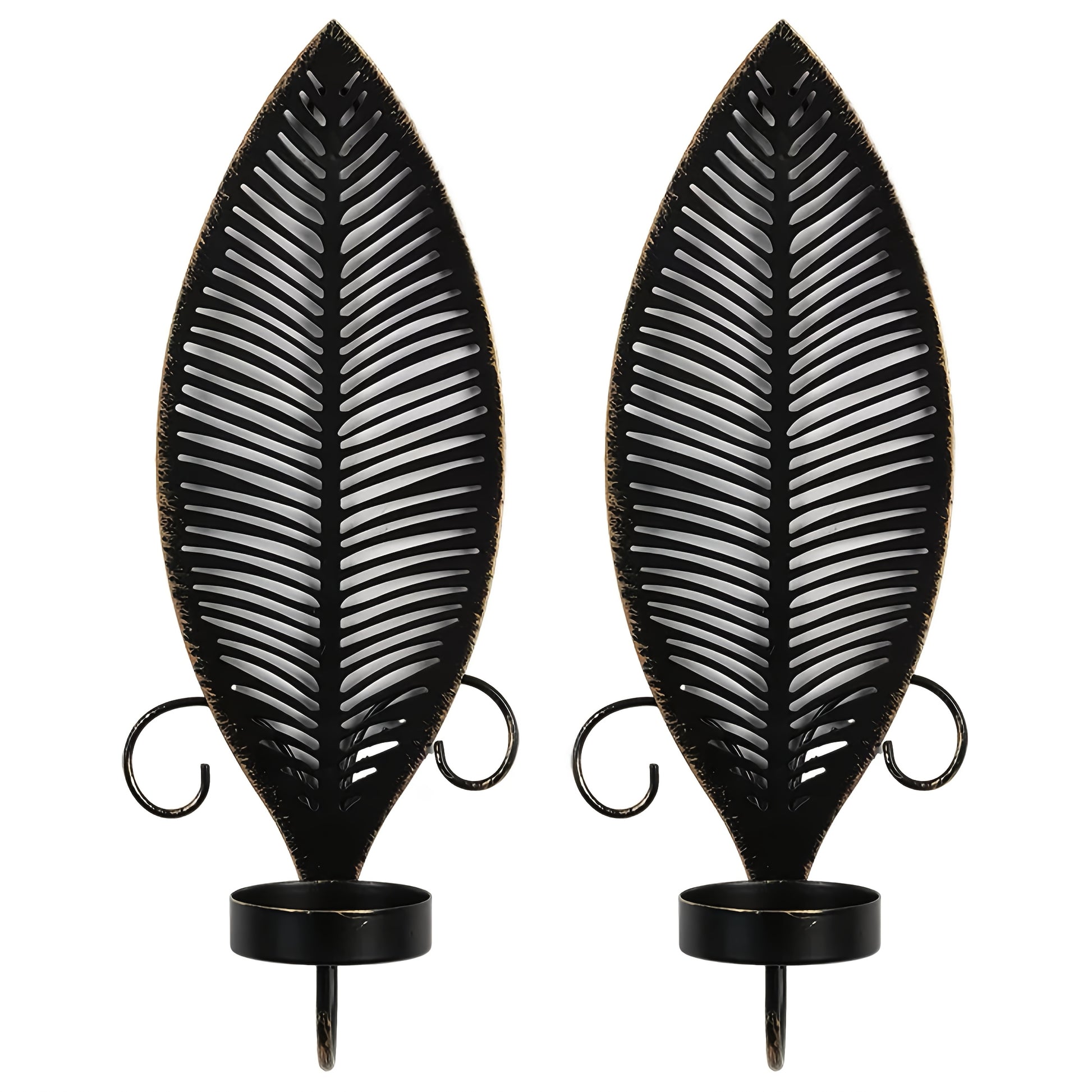 Bougeoir mural noir feuille - Esprit Chandelier