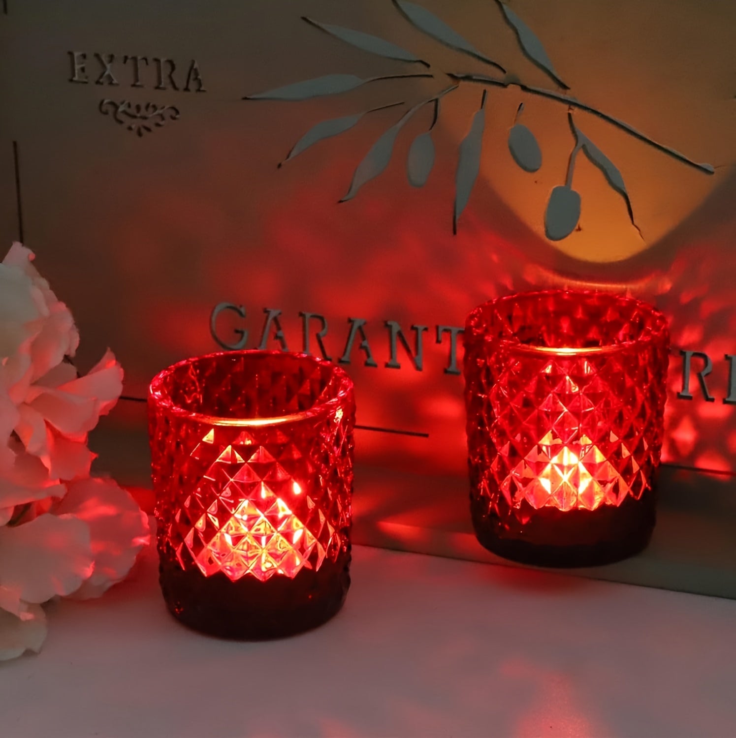 Bougeoir rouge verre