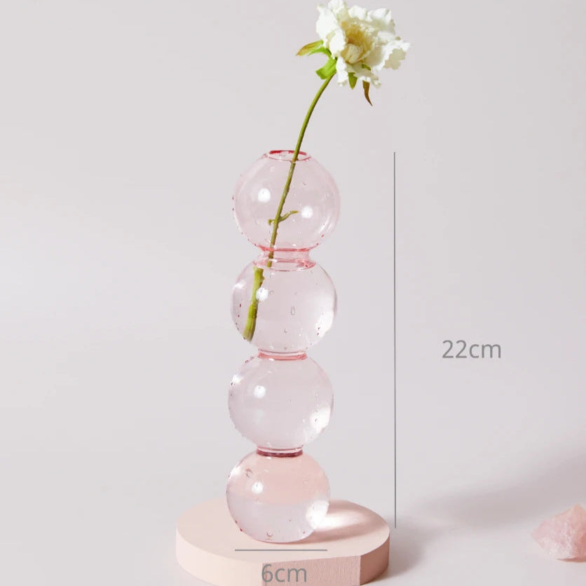 Bougeoir soliflore verre rose - Esprit Chandelier