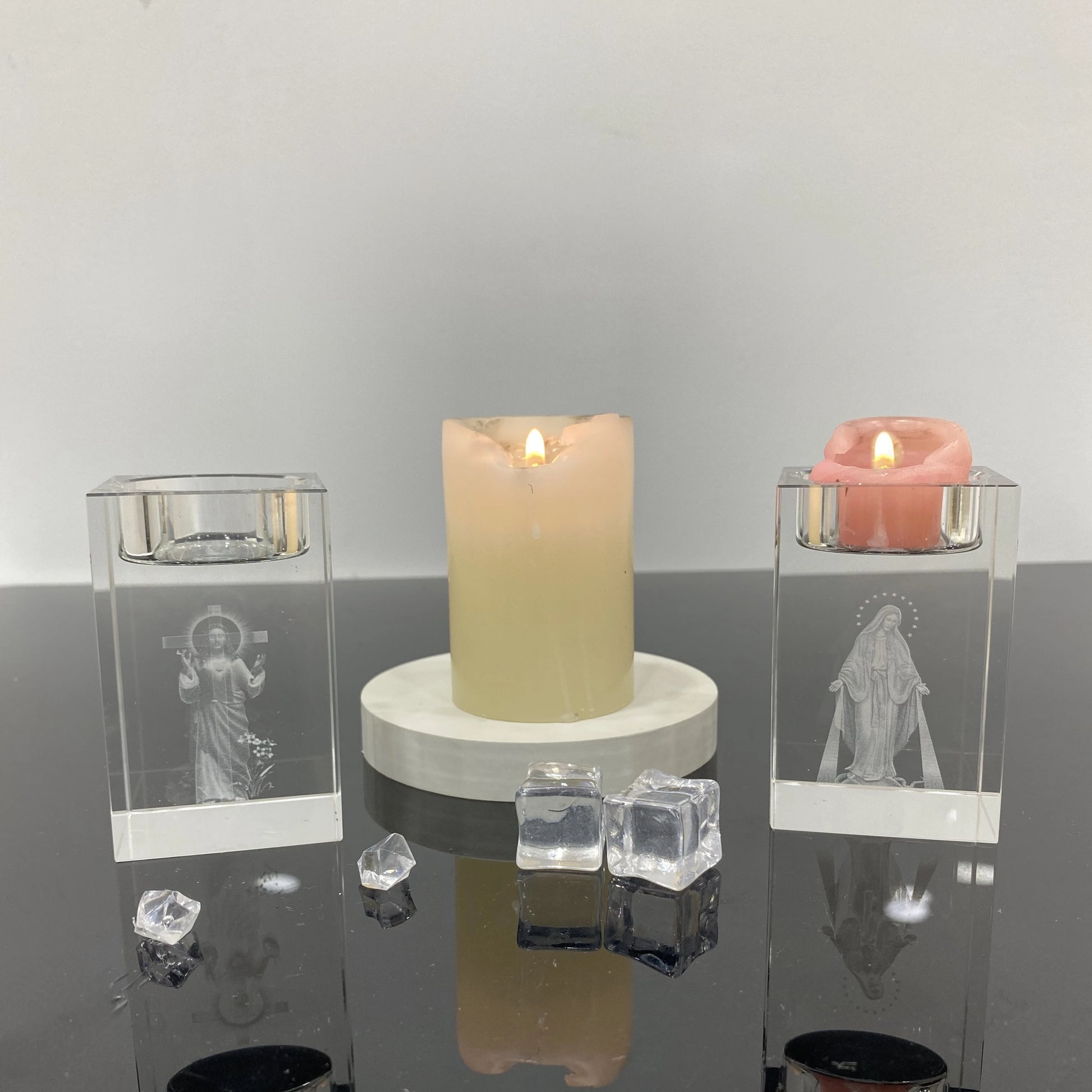 Bougeoir verre Holographie Chrétienne