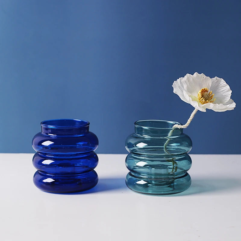 Bougeoir verre bleu canard Esprit Chandelier