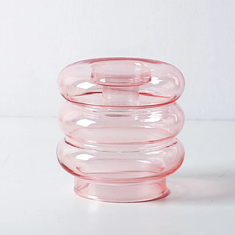 Bougeoir verre rose pastel Esprit Chandelier