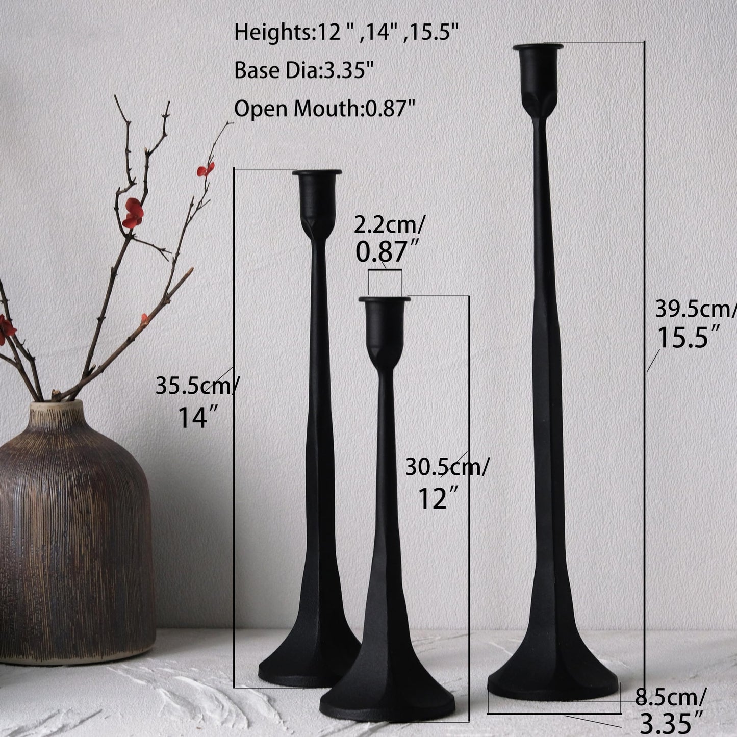 Bougeoirs Noir Brut Format - Esprit Chandelier