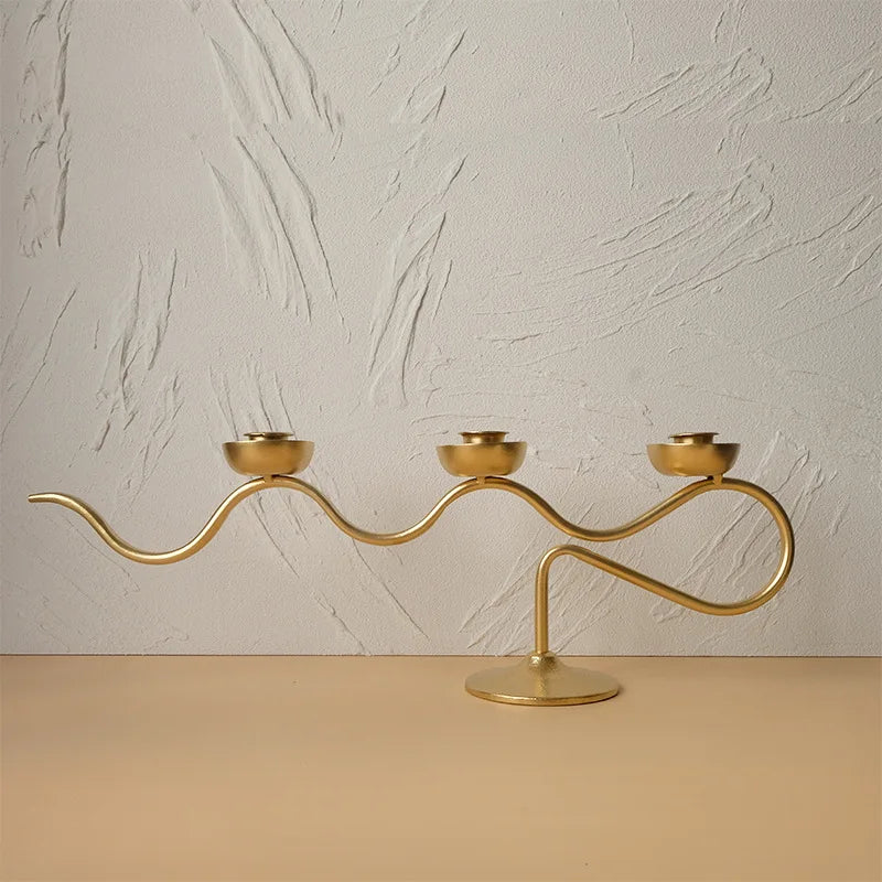 Chandelier 3 Bougies Onde Dore