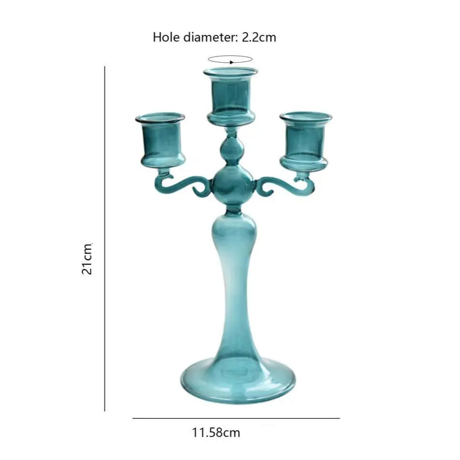 Chandelier 3 Branches Verre Bleu Pétrole