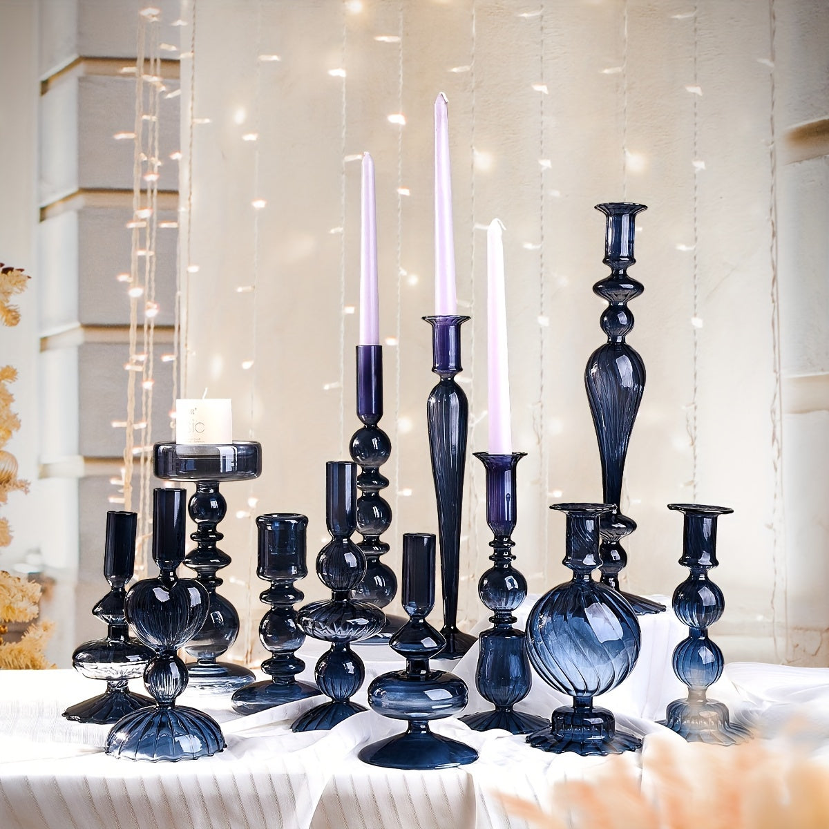 Chandelier Verre Bleu Pétrole