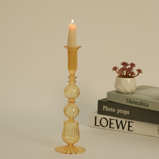 Chandelier Verre Strie Retro jaune