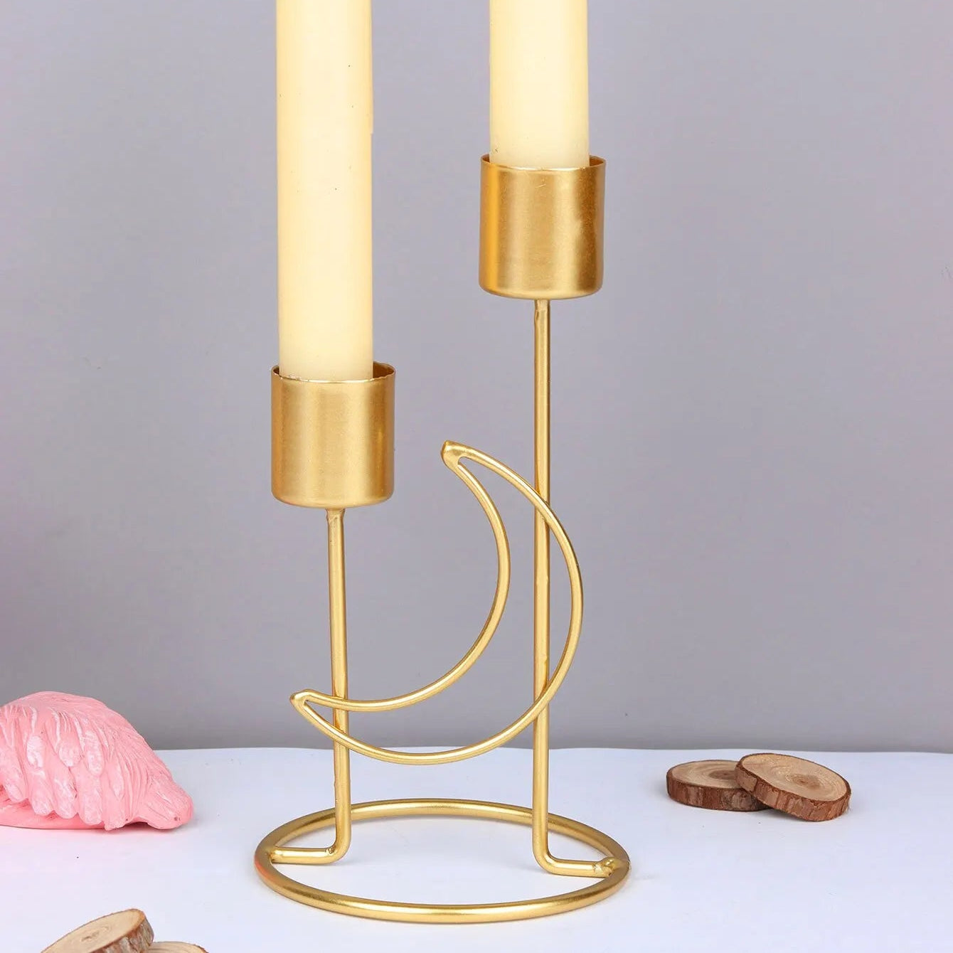 Chandelier dore Lune 2 Bougies