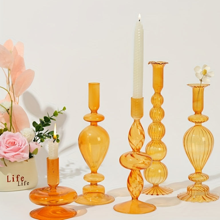 Chandelier verre jaune orange retro