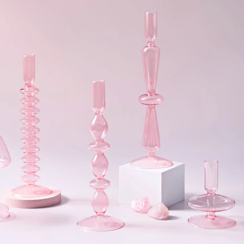 Chandelier verre rose bulles - Esprit Chandelier