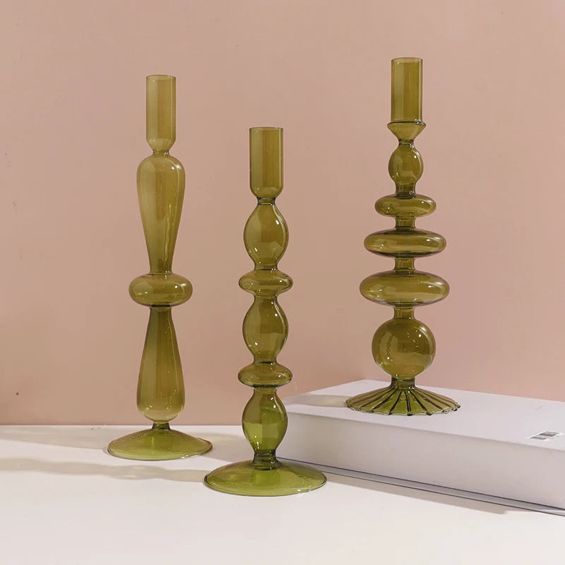 Chandeliers Verre Vert Olive